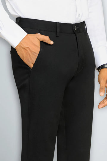 Black Smart Fit Cotton Chino