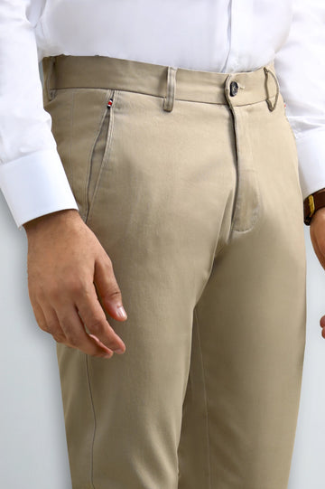 Light Khaki Smart Fit Cotton Chino