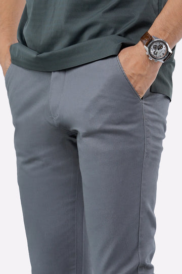 Dark Grey Smart Fit Cotton Chino