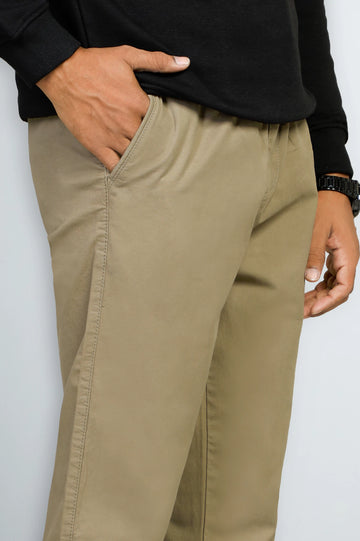 Beige Smart Fit Cotton Pants