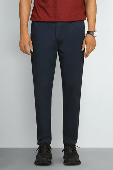 Navy Blue Smart Fit Cotton Pants