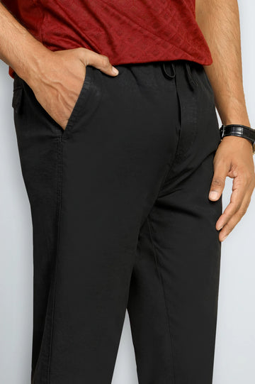 Black Smart Fit Cotton Pants