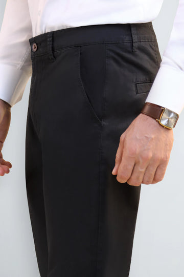 Black Smart Fit Cotton Pants