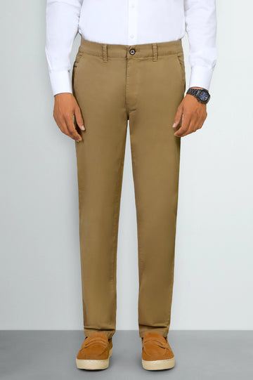 Khaki Smart Fit Cotton Pants