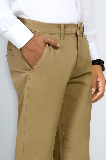 Khaki Smart Fit Cotton Pants