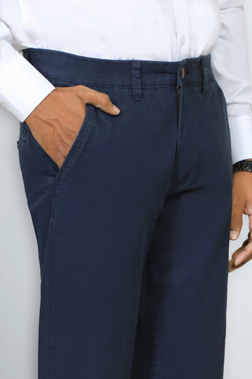 Navy Blue Smart Fit Cotton Pants