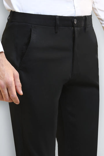 Black Smart Fit Cotton Chino