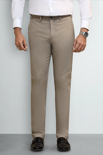 Beige Smart Fit Cotton Chinos