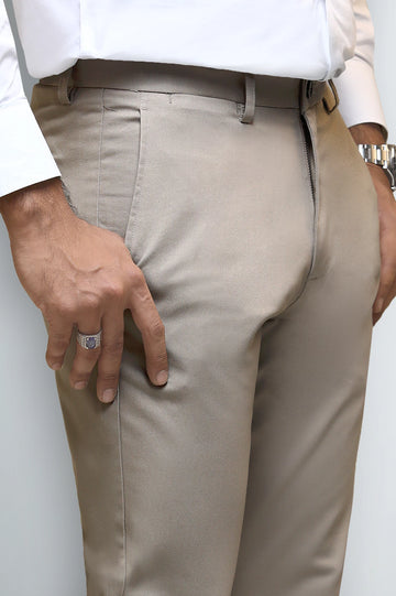 Beige Smart Fit Cotton Chinos