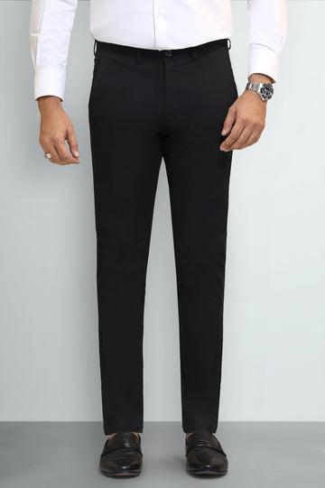 Black Smart Fit Cotton Chinos
