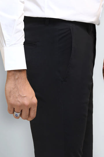 Black Smart Fit Cotton Chinos