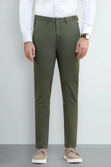 Olive Smart Fit Cotton Chinos