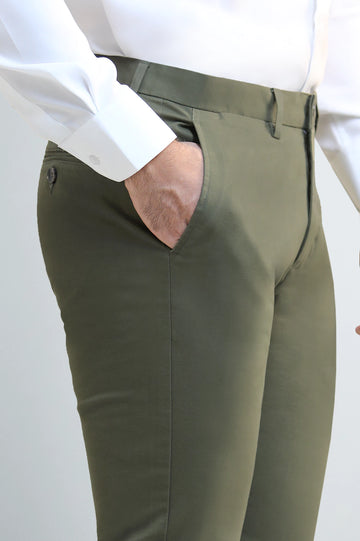 Olive Smart Fit Cotton Chinos