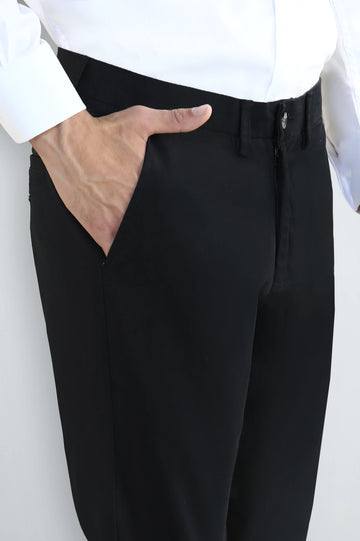 Black Smart Fit Cotton Chino