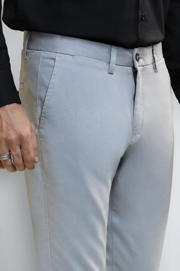 Light Grey Smart Fit Cotton Chino