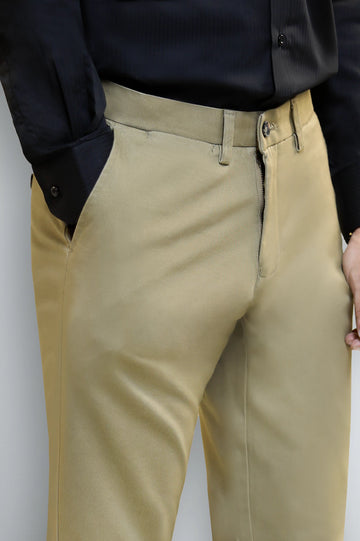 Light Khaki Smart Fit Cotton Chino