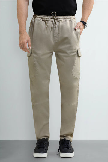 Beige Smart Fit Cargo Pants