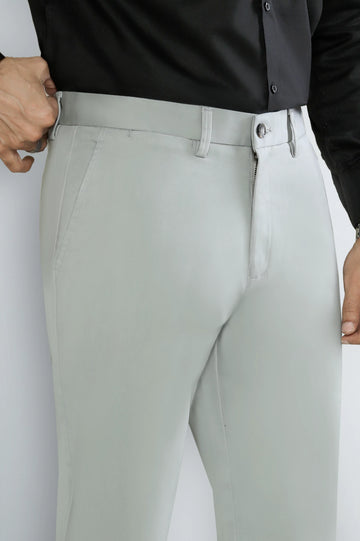 L-Grey Cotton Chino