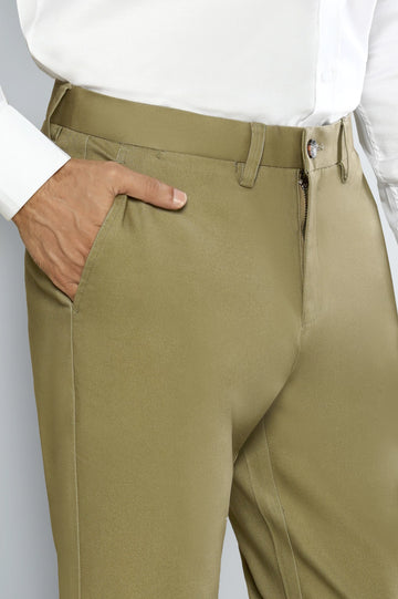Light Khaki Regular Fit Cotton Chino