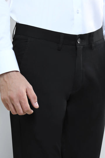 Black Smart Fit Cotton Chino