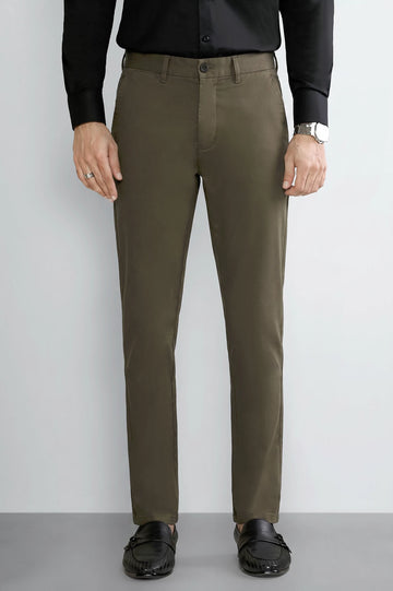 Dark Khaki Smart Fit Cotton Chino