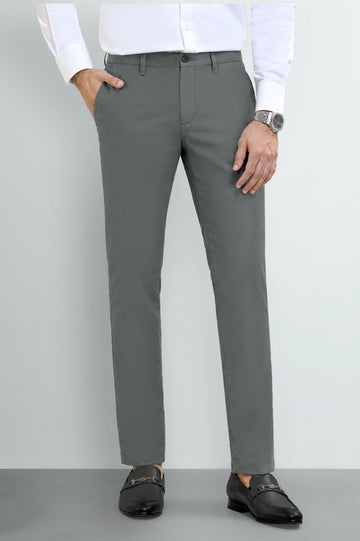 Dark Grey Regular Fit Cotton Chino