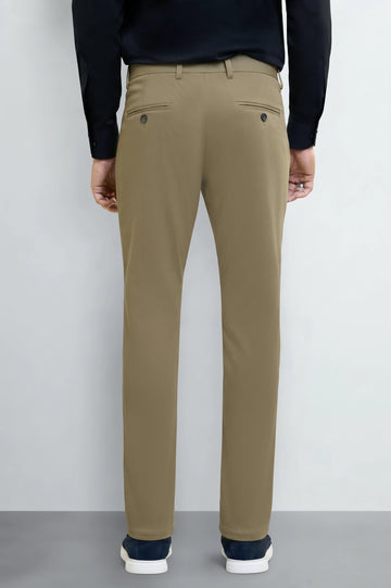 Khaki Regular Fit Cotton Chino