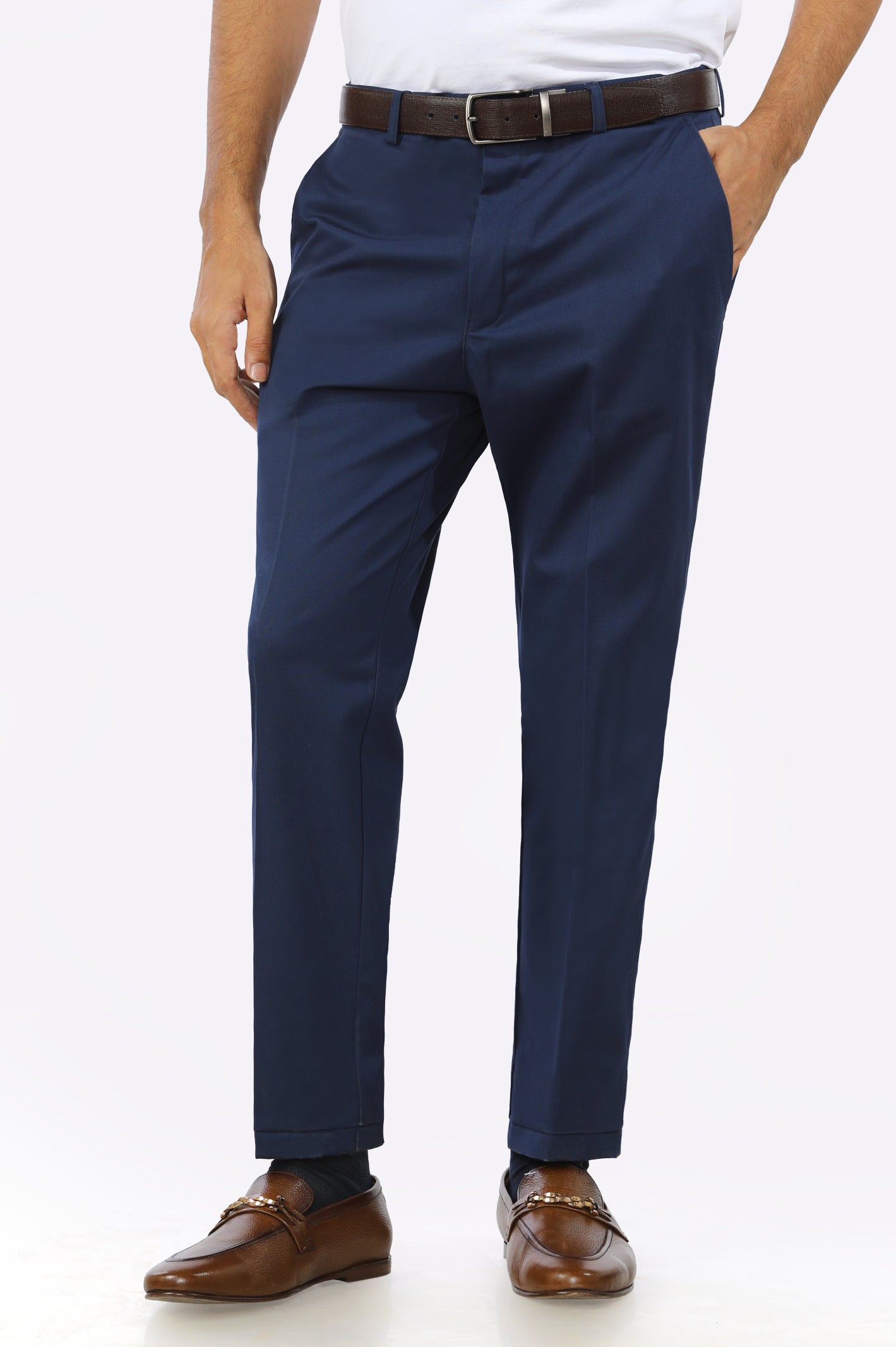 Navy Blue Cotton Regular Fit Trouser – Diners Pakistan