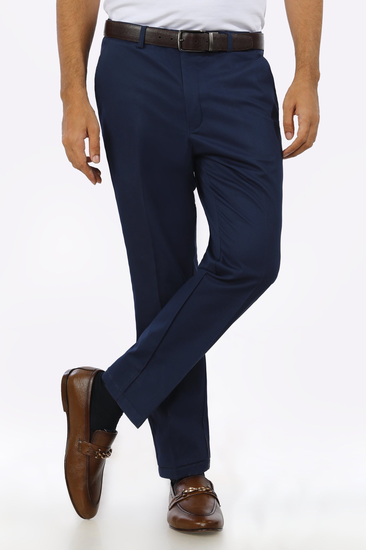 Navy Blue Cotton Regular Fit Trouser – Diners Pakistan