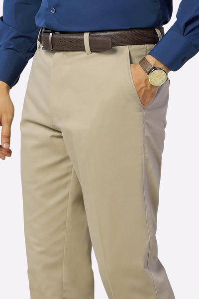 Beige Regular Fit Cotton Trouser From Diners