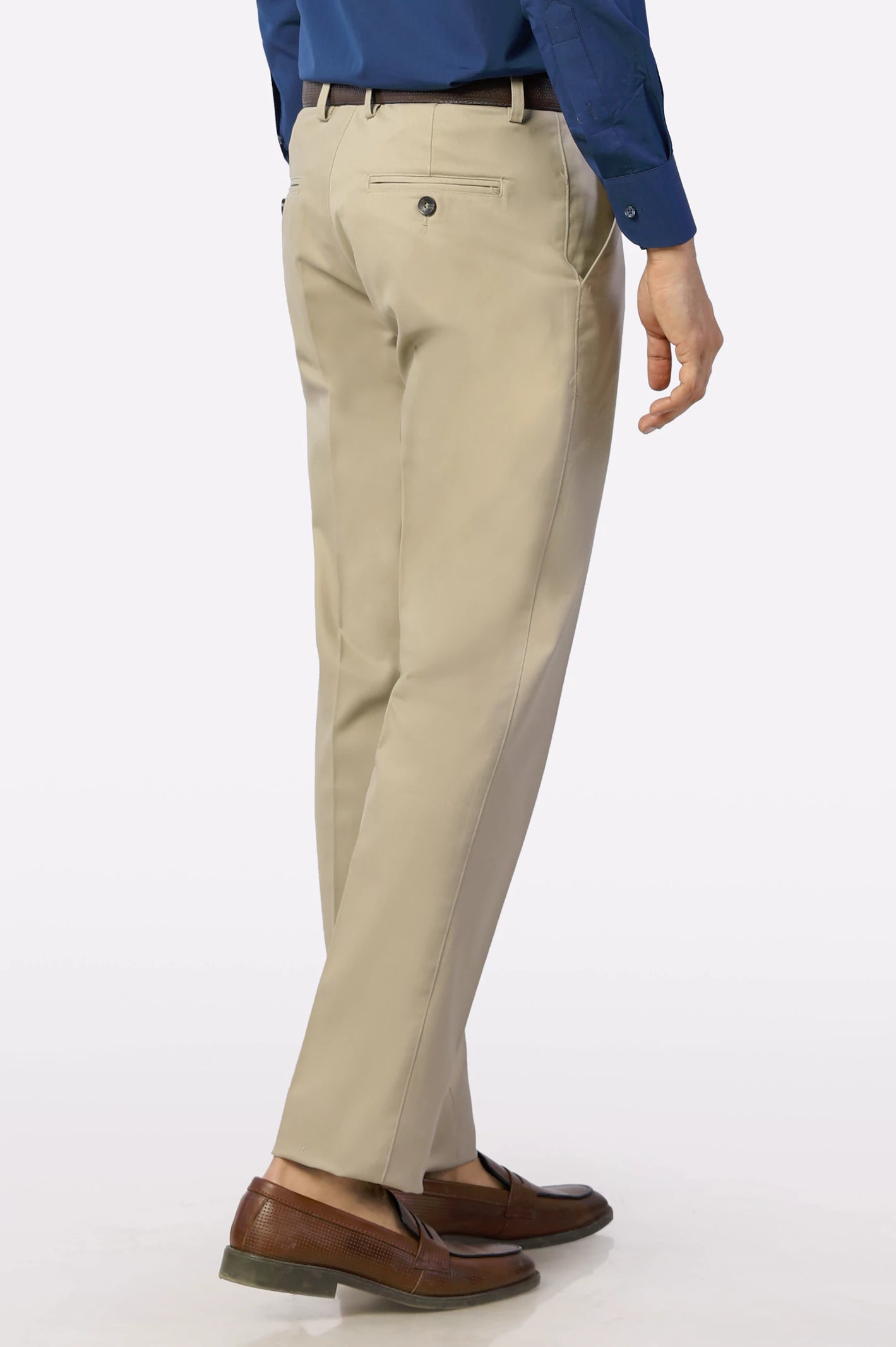 Beige Regular Fit Cotton Trouser From Diners