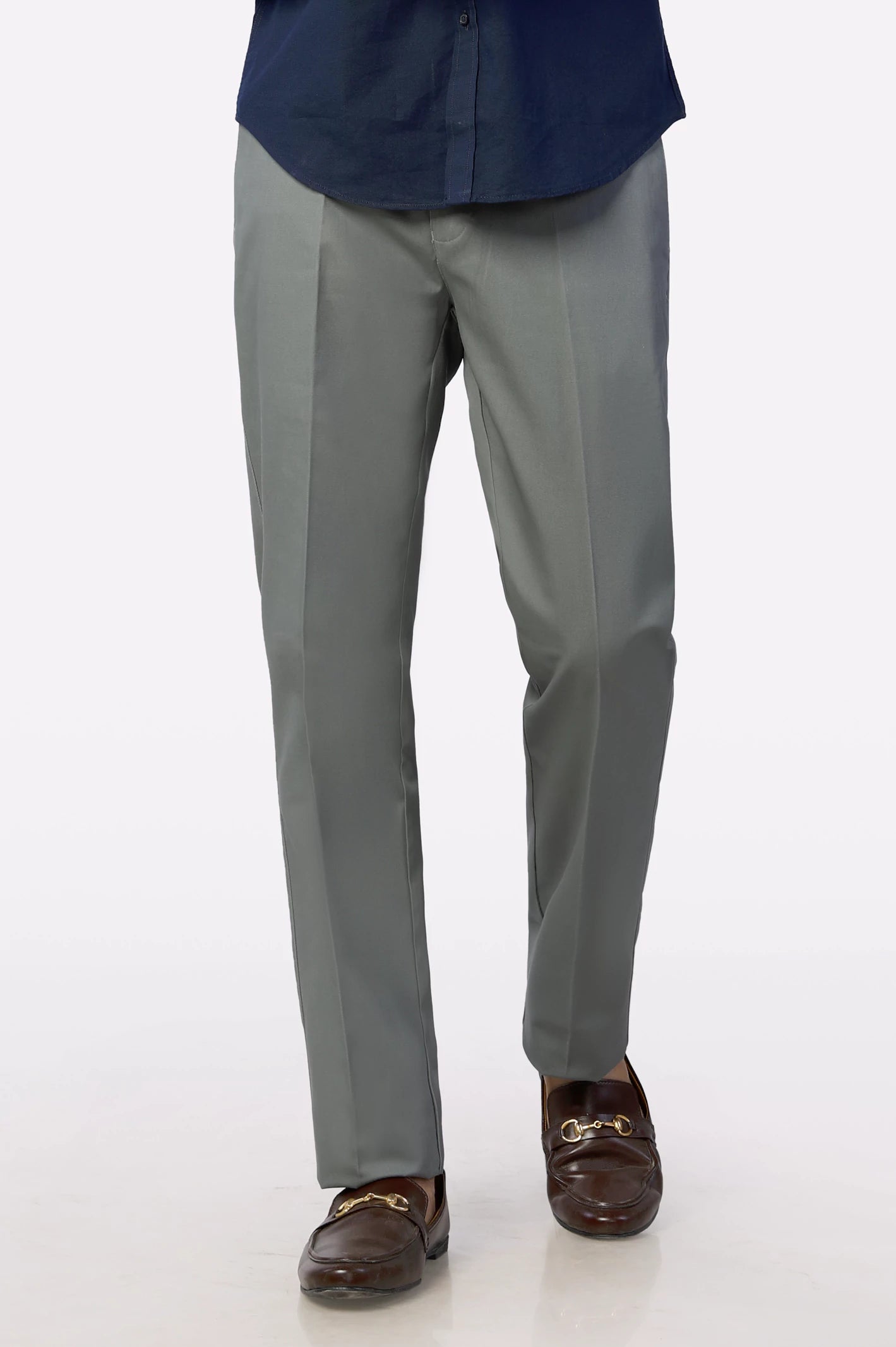 Charcoal Regulart Fit Cotton Trouser From Diners