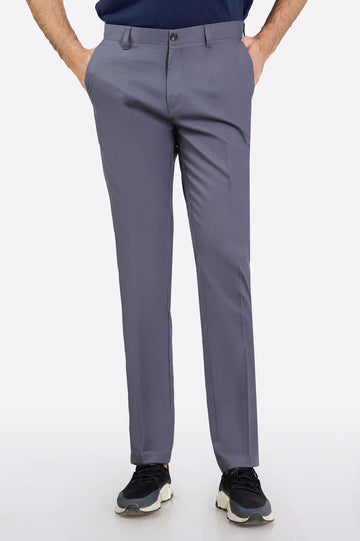 Grey Regular Fit Cotton Trouser