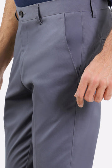 Grey Regular Fit Cotton Trouser