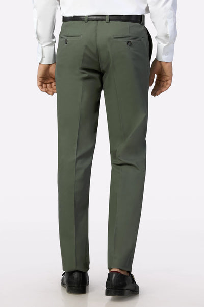 Heather Green Regular Fit Cotton Trouser From Diners