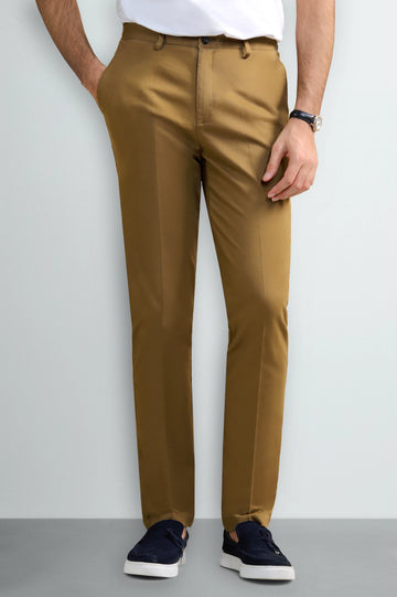 Camel Smart Fit Cotton Trouser