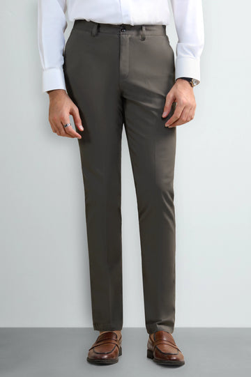 Dark Olive Smart Fit Cotton Trouser