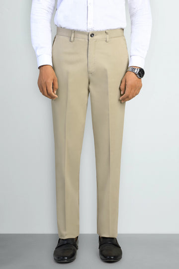 Light Khaki Smart Fit Cotton Trouser