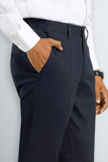 Navy Blue Smart Fit Cotton Trouser