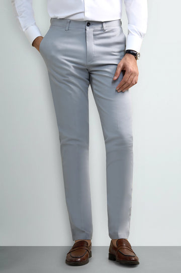 Silver Smart Fit Cotton Trouser