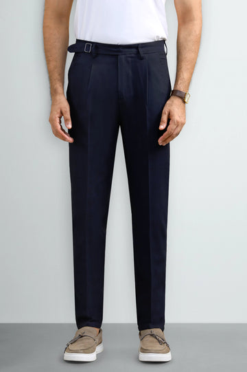 Navy Slim Fit Cotton Linen Pants