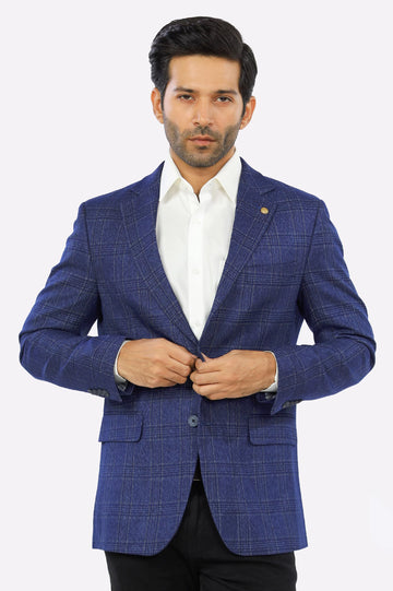 Blue Check Blazer for Men's