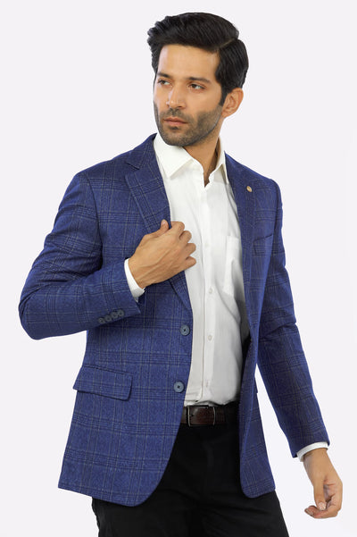 Men's Check Blue Blazer