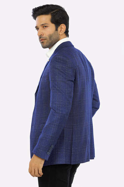 Check Blue Blazer for Men's 