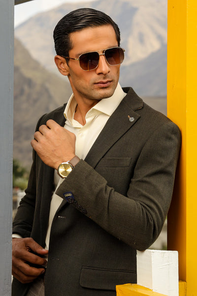 Men Dark Green Blazer Coat