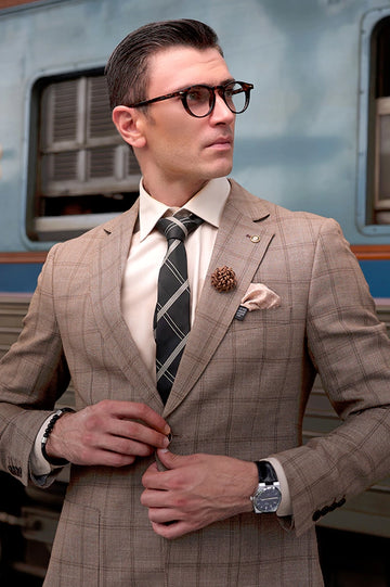 Fawn Windowpane Check Blazer