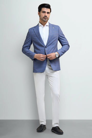 Light Blue Check Blazer for Men