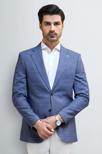 Light Blue Check Blazer for Men