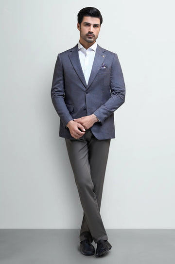 Men's Grey Textured Blazer