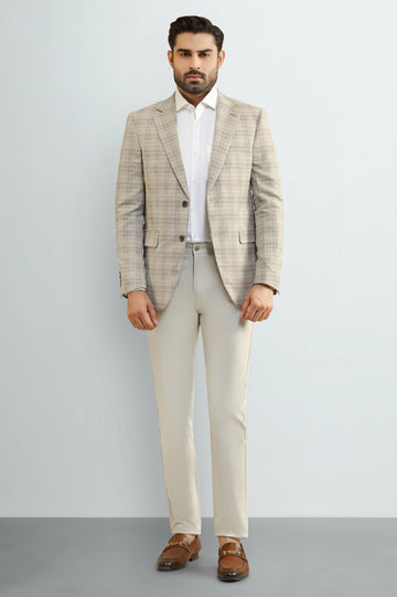 Men's Beige Check Blazer